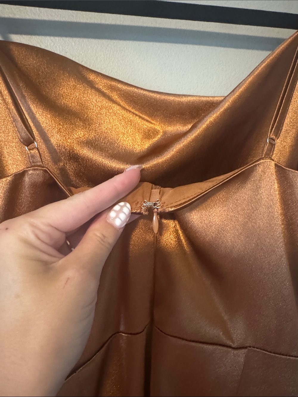 Birdy Grey Lydia Dress in Shiny Satin Rust - Picture 6 of 8